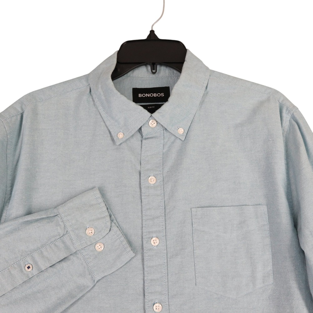 Bonobos‎ Slim Fit Oxford Button Down Shirt Mens L Light Blue Cotton Preppy